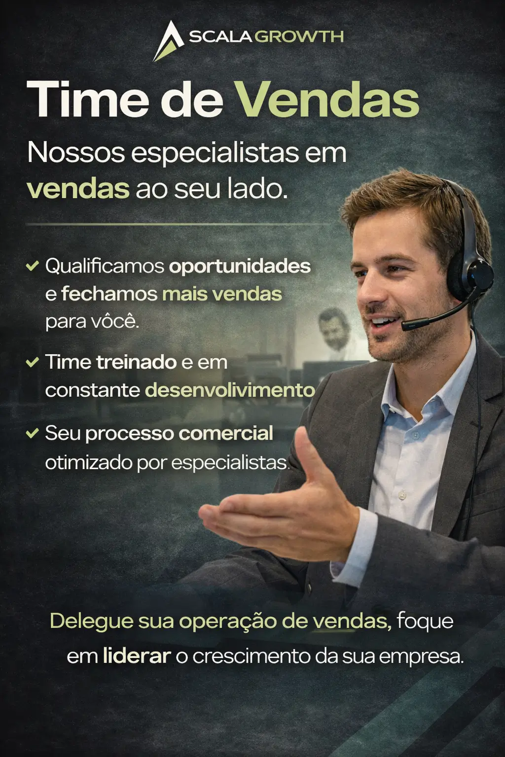 Time de vendas estruturado para crescimento consistente